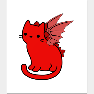 Cute Cat Red Dragon Calm Drake Posters and Art